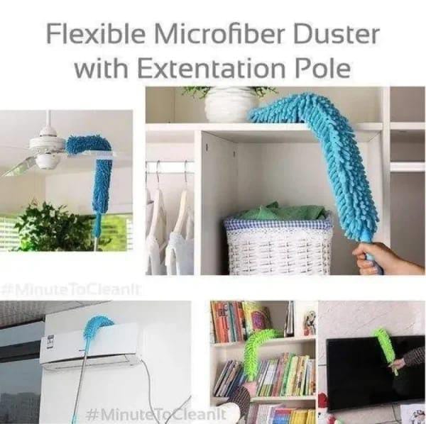 FLEXIBLE MICROFIBER DUSTER WITH EXTENSION POLE