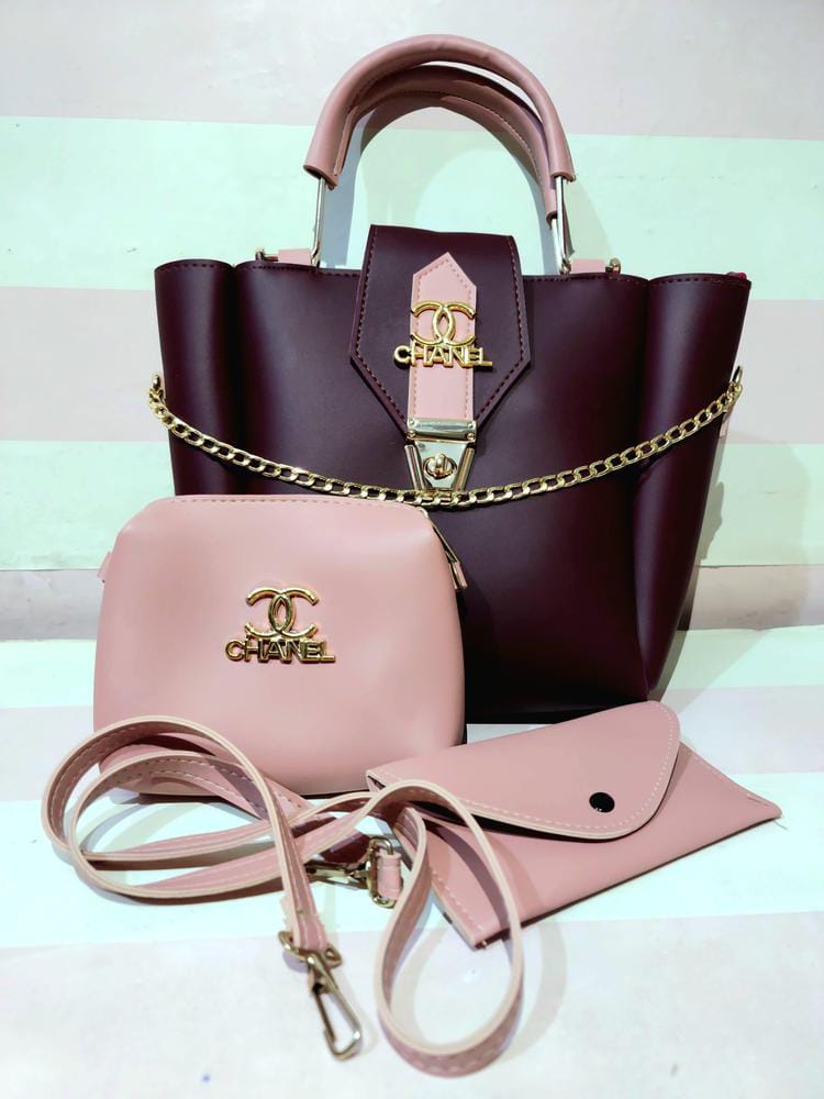 3 PCs Leather Hand Bag Set