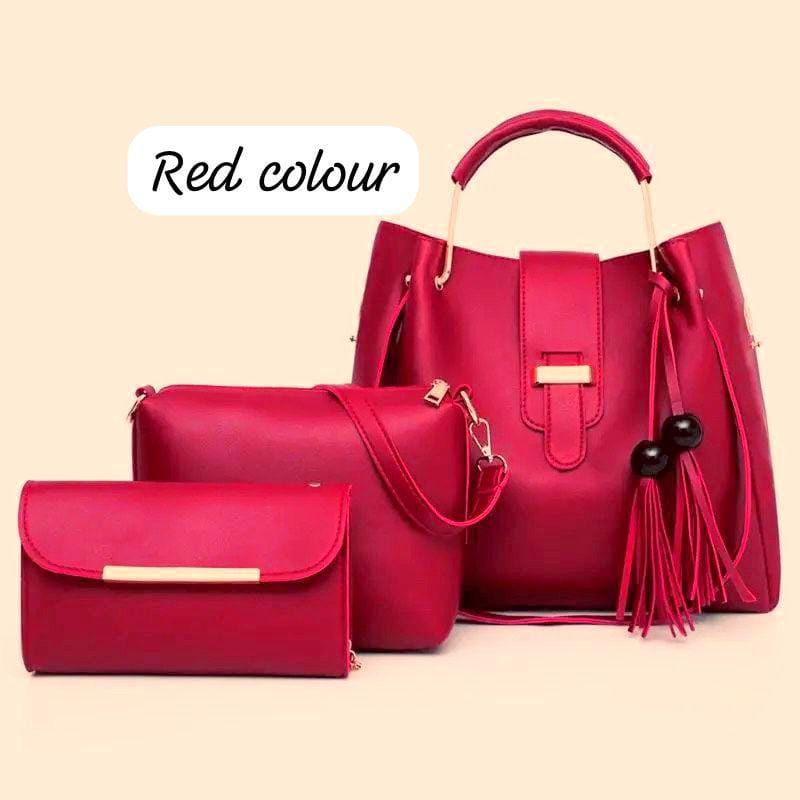 3 PCs Leather Hand Bag Set