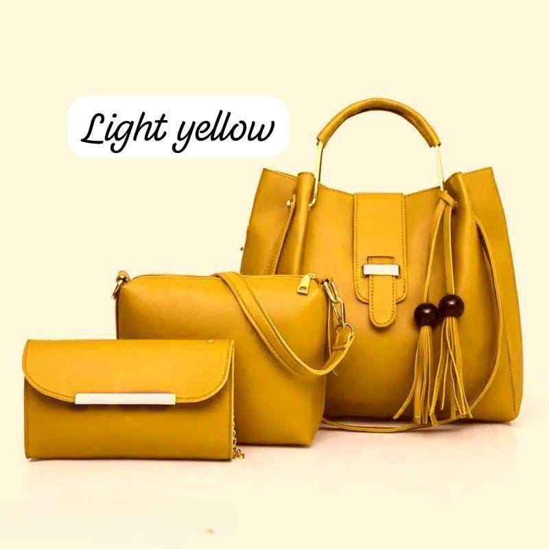 3 PCs Leather Hand Bag Set