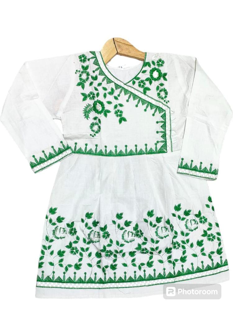 1Pc Girl's Stitched Cotton Embroidered Frock