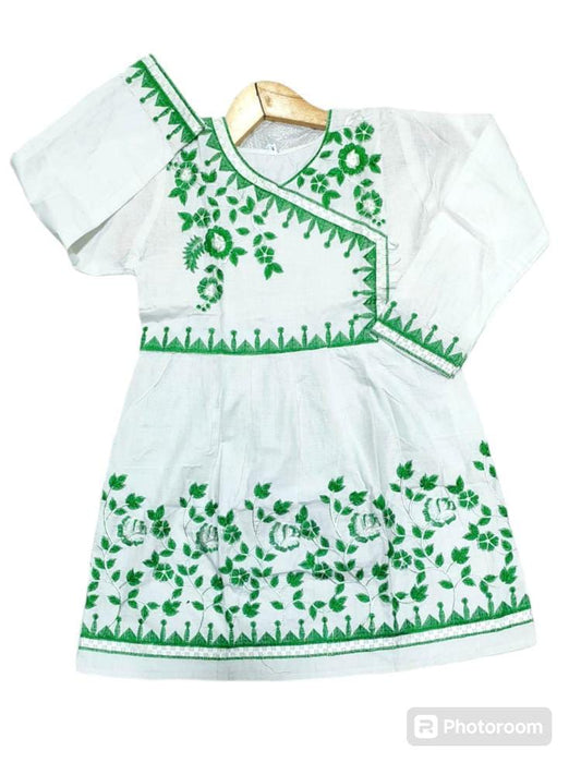 1Pc Girl's Stitched Cotton Embroidered Frock