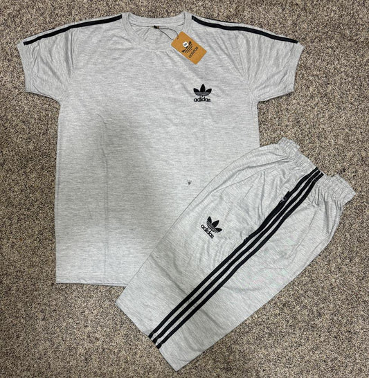 2 Pcs Men's Jersey Plain T-Shirt &amp; Shorts Tracksuit