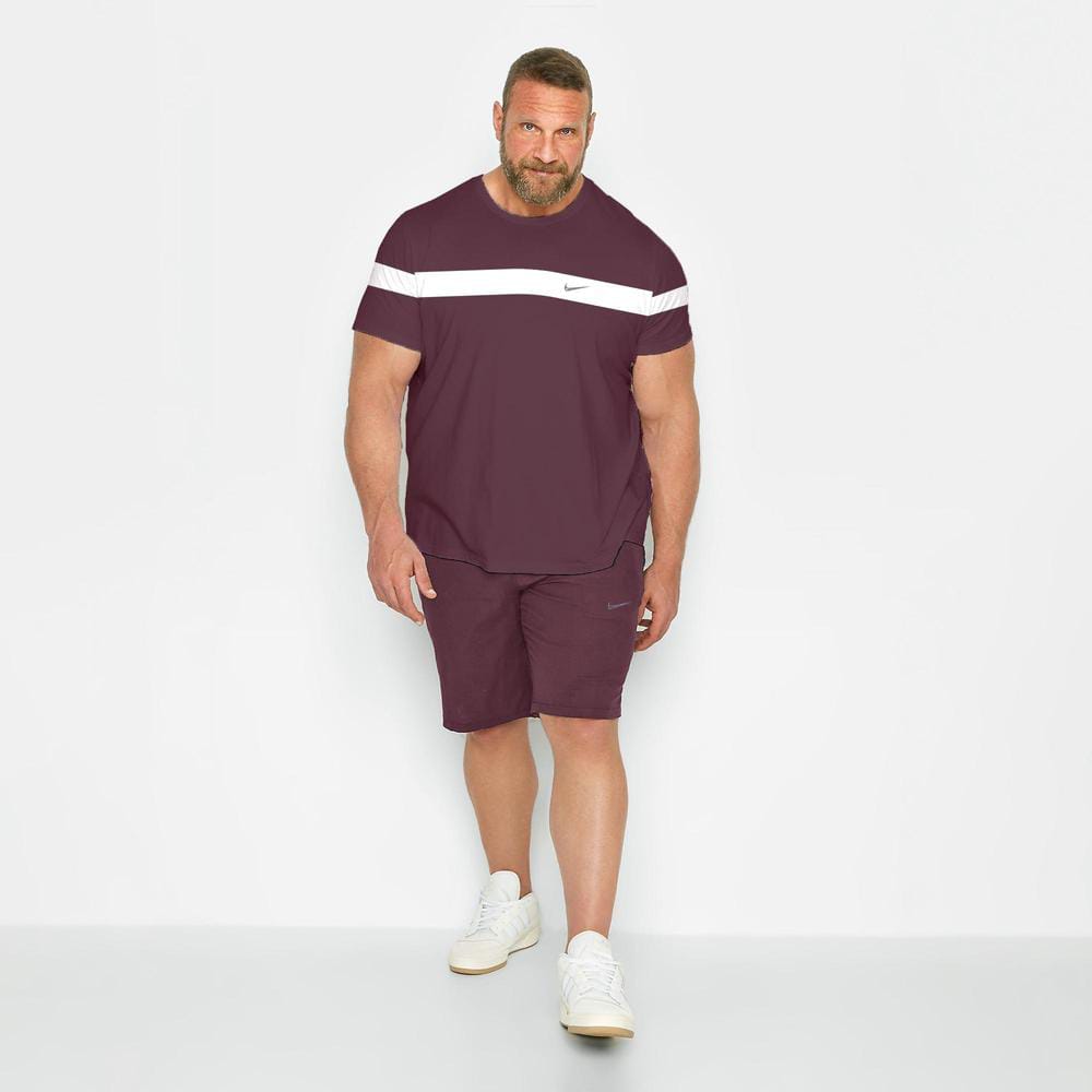 2 Pcs Men's Dri Fit Plain T-Shirt &amp; Shorts Tracksuit