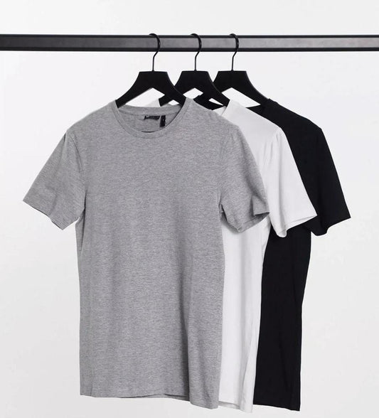 3 Pcs Men's Cotton Plain T-Shirt