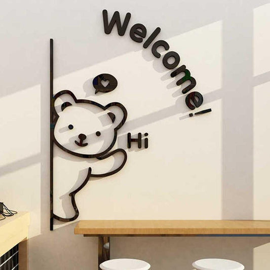 Welcome Teddy Design Wall Art Paintings