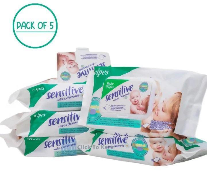 Baby Anti Bacterial Wet Wipes, Pack of 5