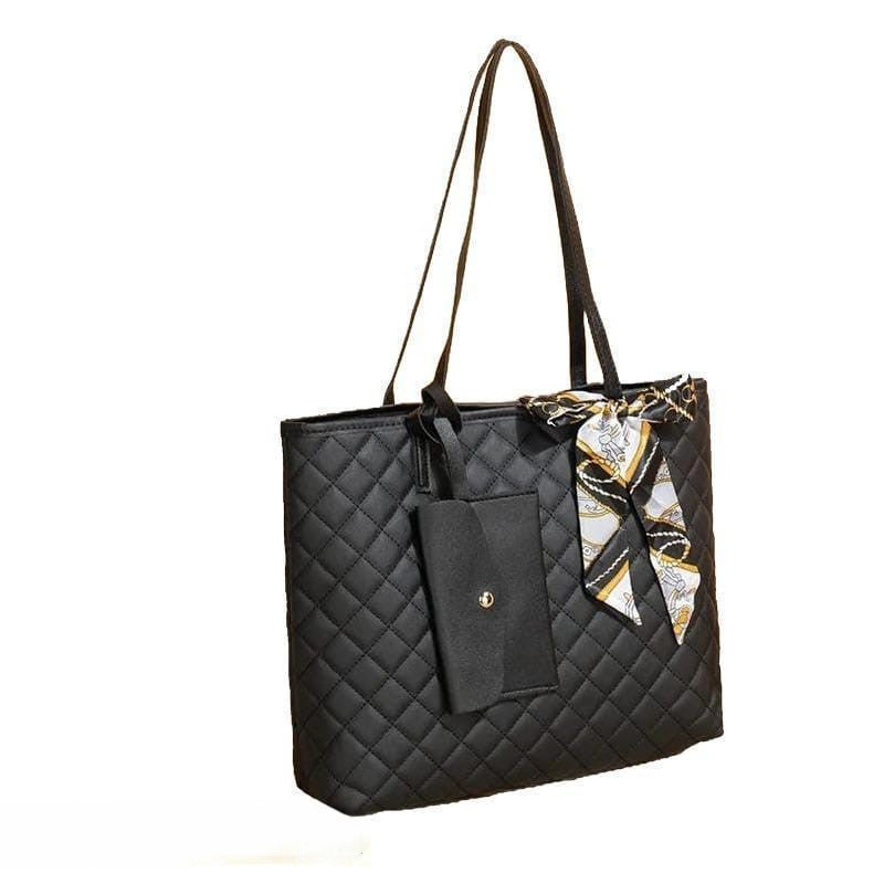 2 Pcs Women's Modern Scarf Quilted ToteBag