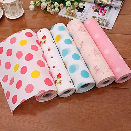 Non Slip Kitchen Printing Antibacterial Cabinet Plastic Foam Household Wardrobe Moisture Drawer Mat Shelf Sheets (45×200) (random Color)