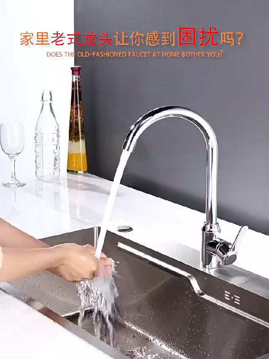 Multifunctional Kitchen Sink Waterfall Faucet Pressurized Bubbler Splash-proof 4 Modes/hcd