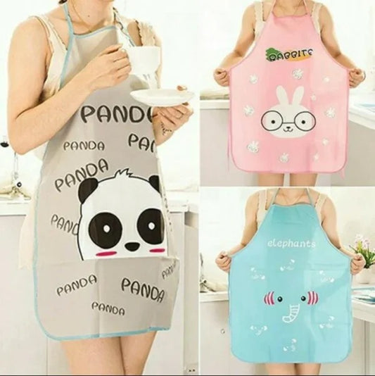 Waterproof Cartoon Kitchen Cooking Apron – Beautiful Funky Color Apron (random Color)